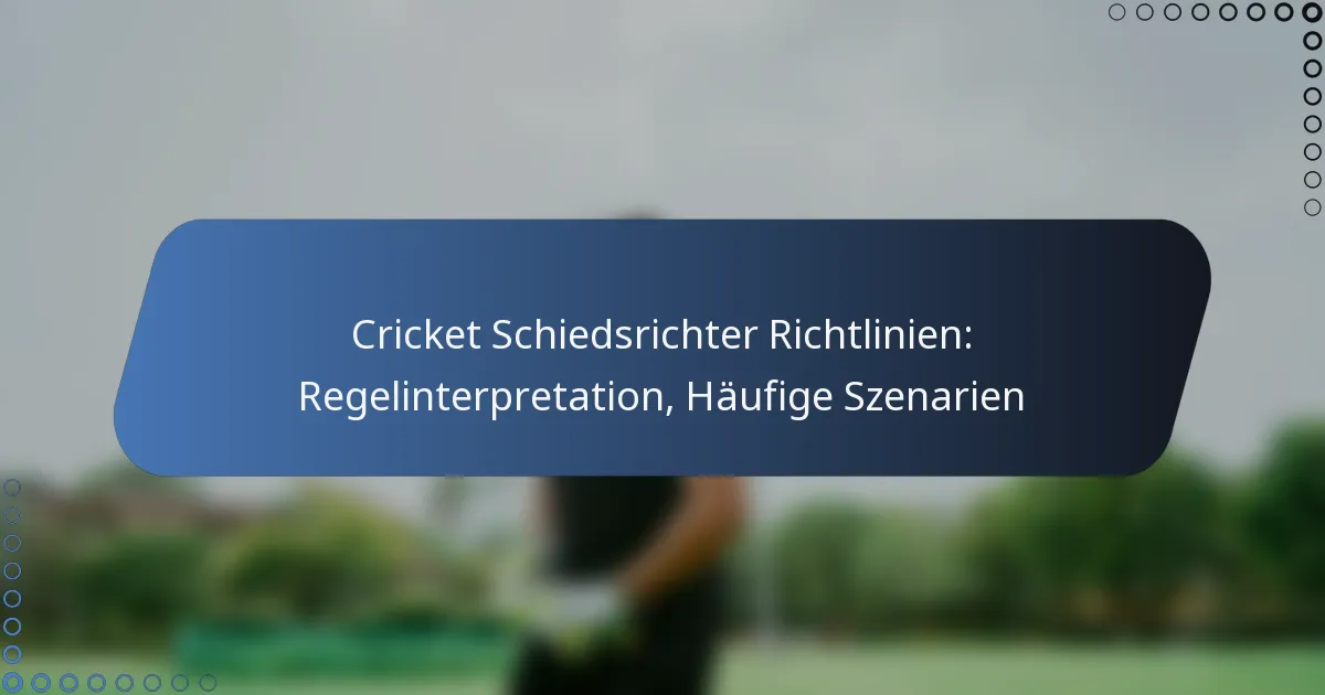 Cricket Schiedsrichter Richtlinien: Regelinterpretation, Häufige Szenarien