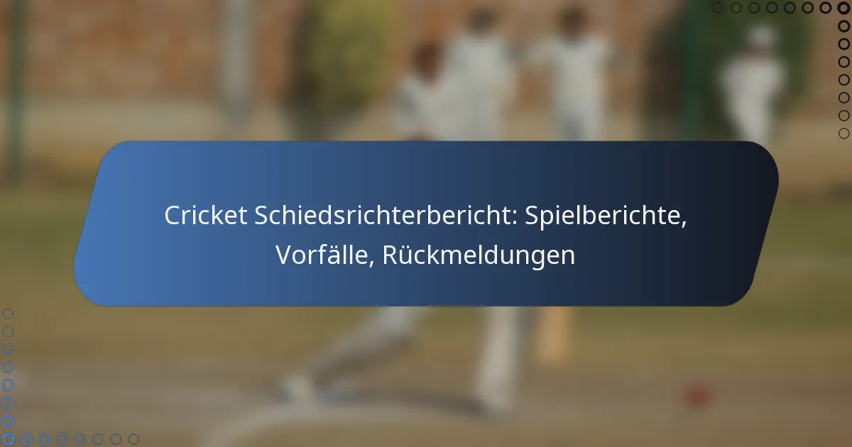 Cricket Schiedsrichterbericht: Spielberichte, Vorfälle, Rückmeldungen