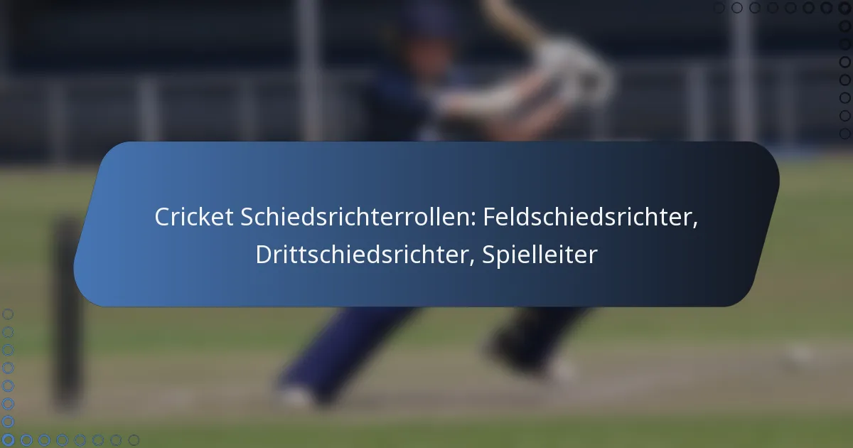 Cricket Schiedsrichterrollen: Feldschiedsrichter, Drittschiedsrichter, Spielleiter