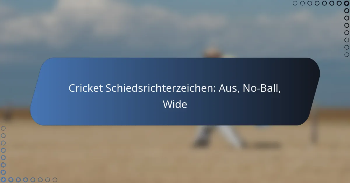 Cricket Schiedsrichterzeichen: Aus, No-Ball, Wide