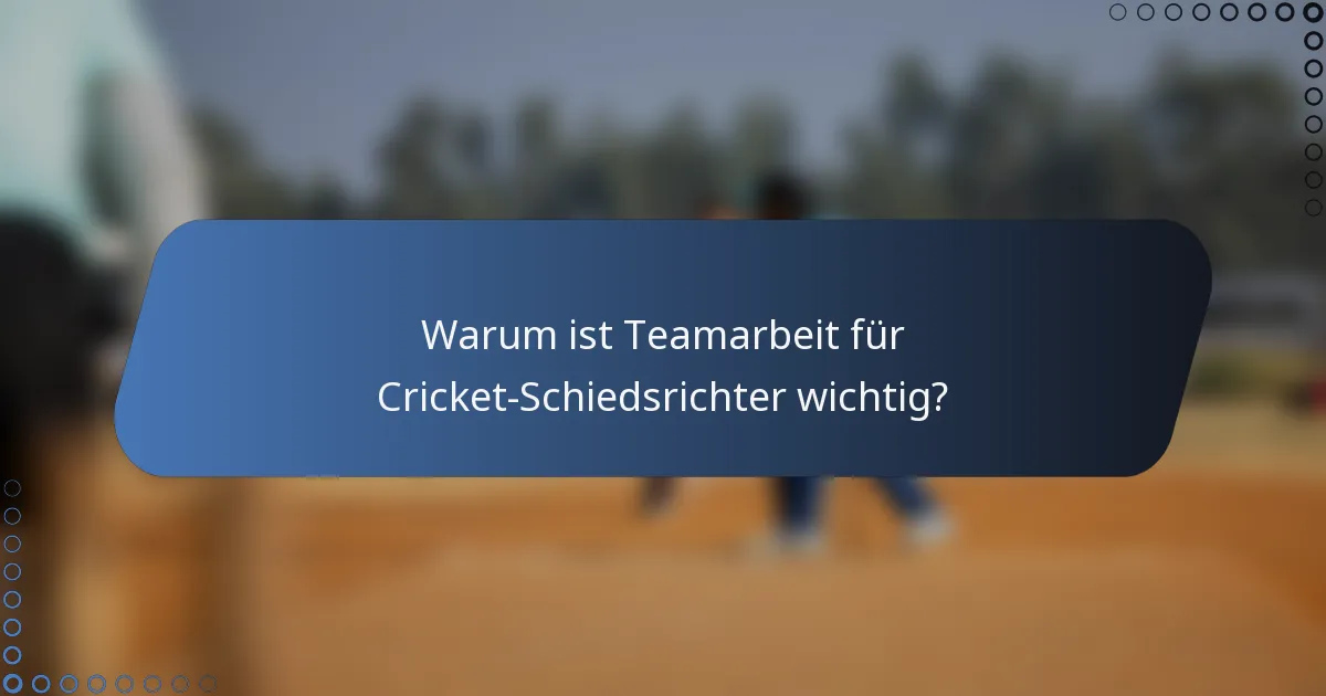 Warum ist Teamarbeit für Cricket-Schiedsrichter wichtig?