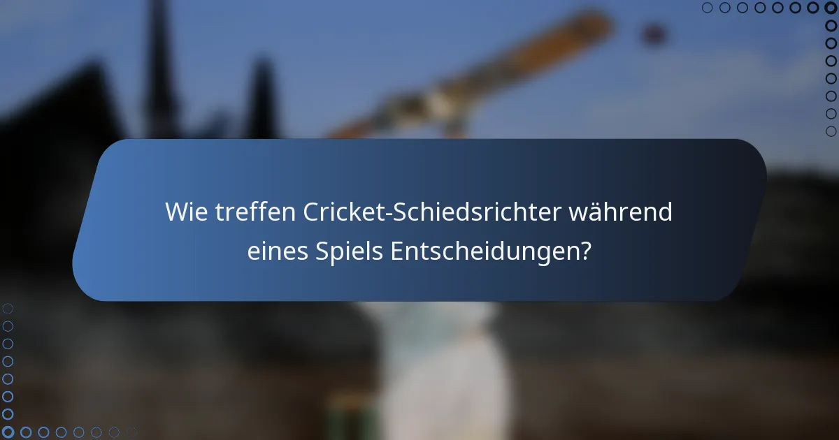Wie treffen Cricket-Schiedsrichter während eines Spiels Entscheidungen?