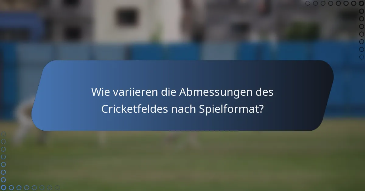 Wie variieren die Abmessungen des Cricketfeldes nach Spielformat?