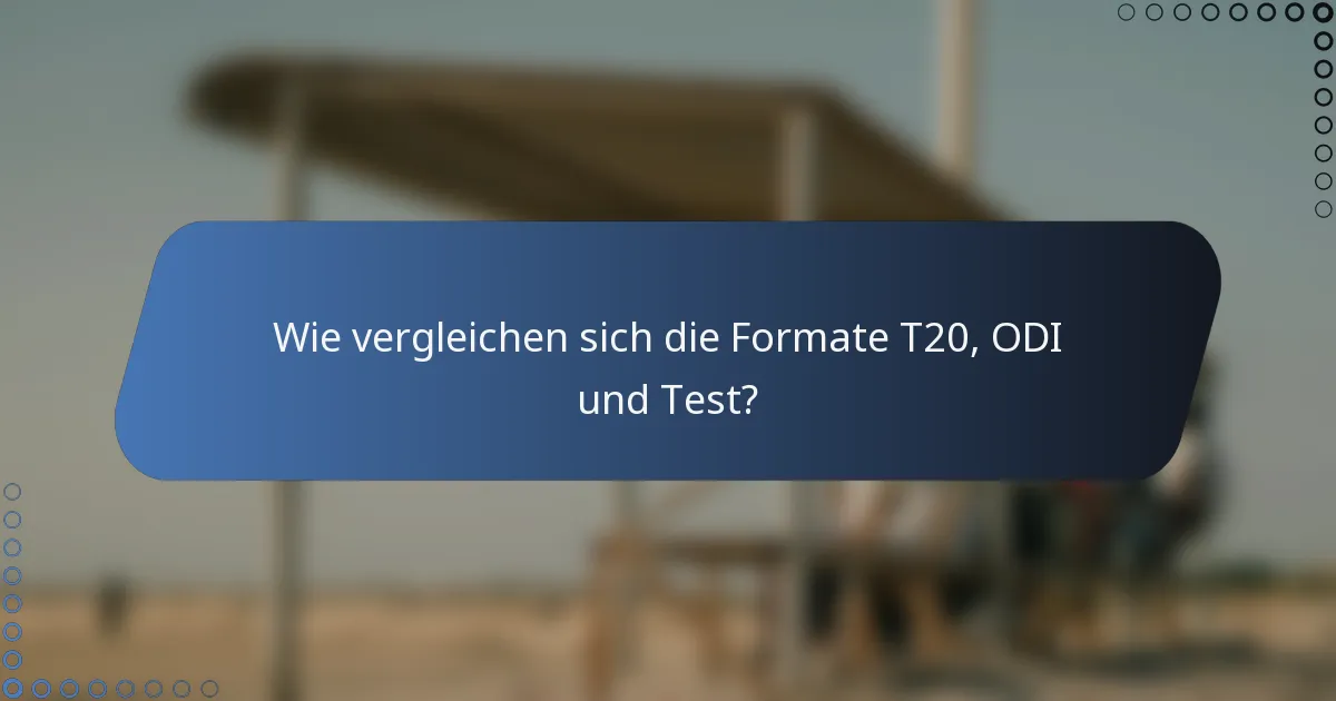 Wie vergleichen sich die Formate T20, ODI und Test?