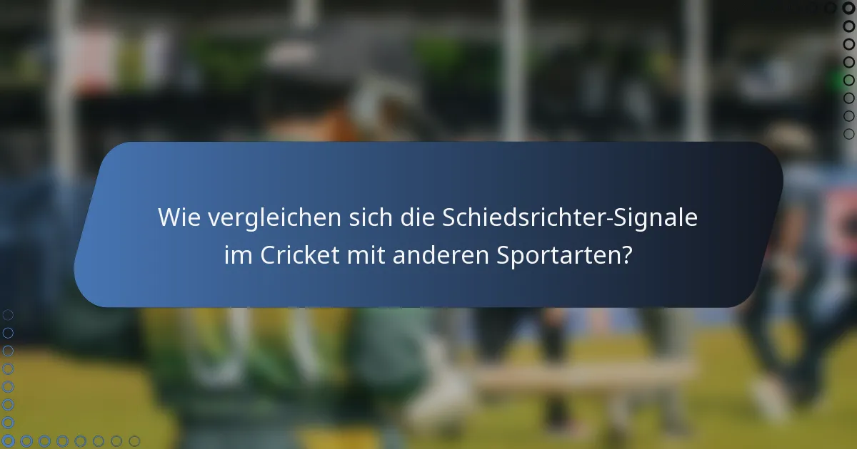 Wie vergleichen sich die Schiedsrichter-Signale im Cricket mit anderen Sportarten?